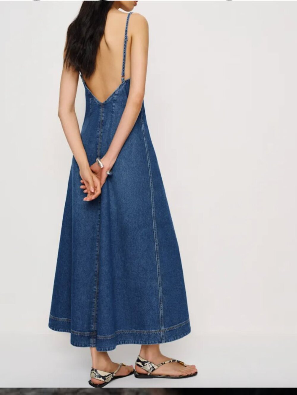 Reformation Sofi Denim Maxi Dress Black - Size XS - Picture 3 of 6